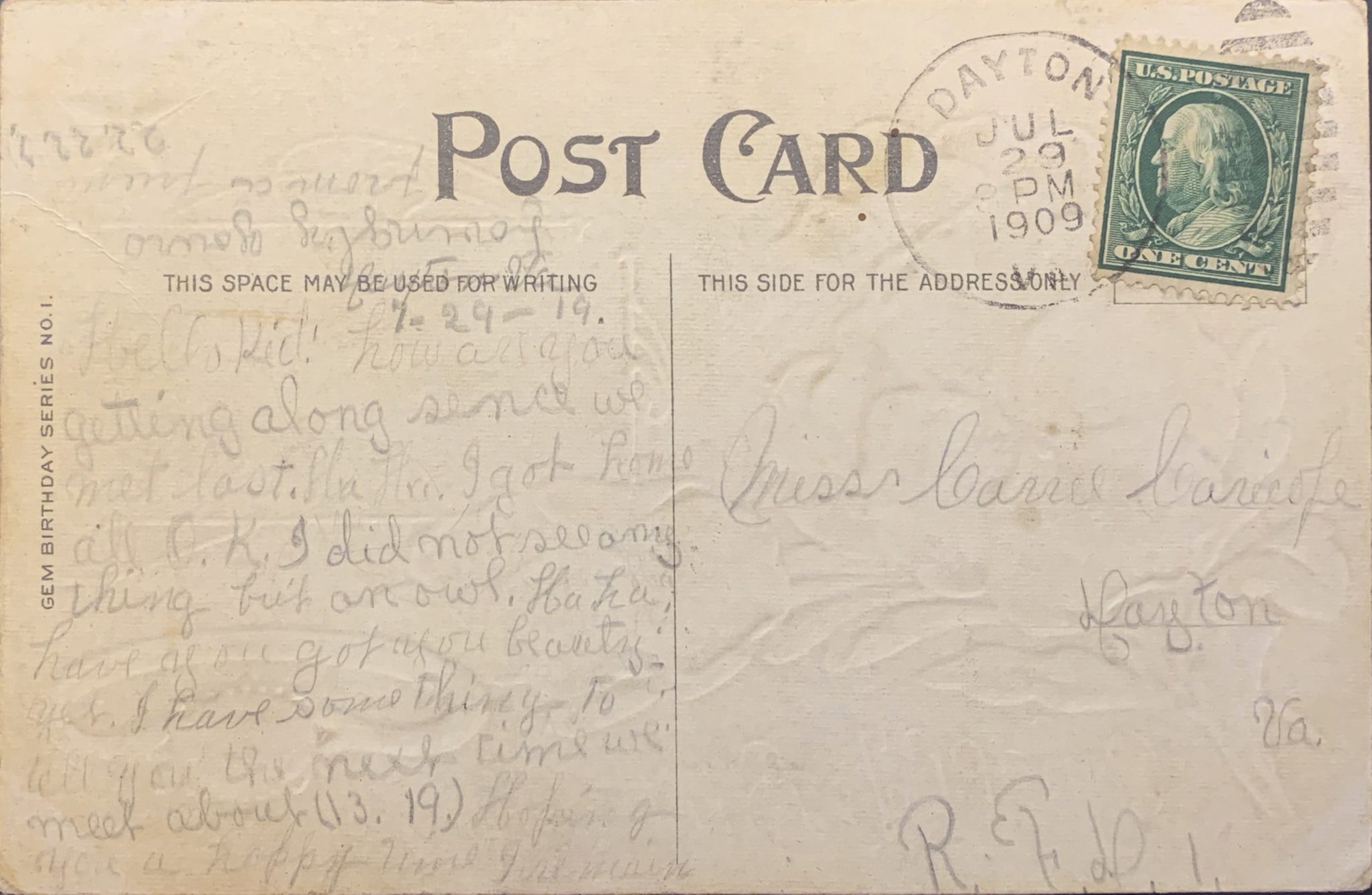 1909 Postcards – Miller