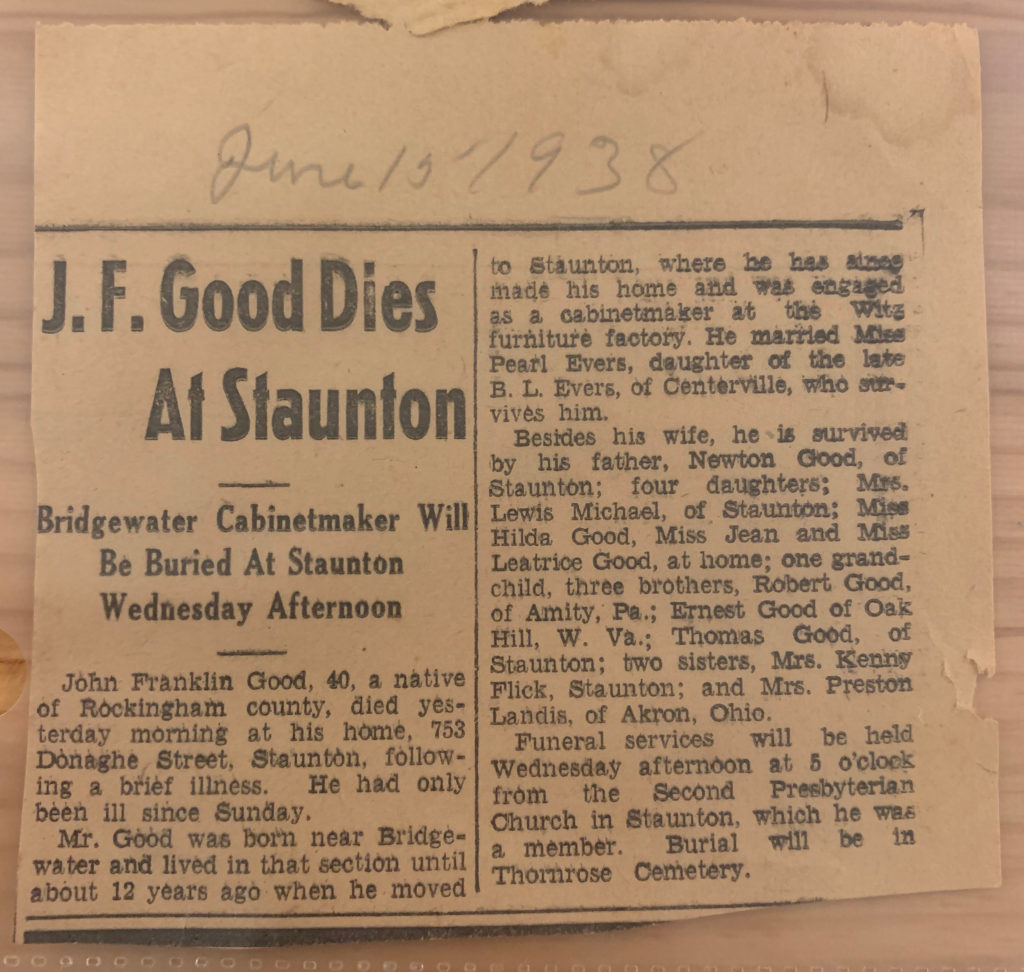 J.F. Good Obituary