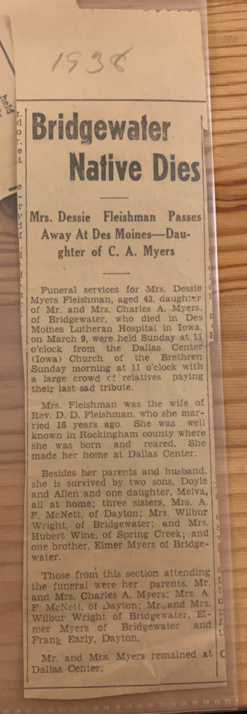 Mrs. Dessie Fleishman Obituary