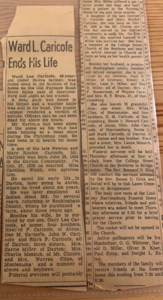 Ward Lee Caricofe Obituary (1)