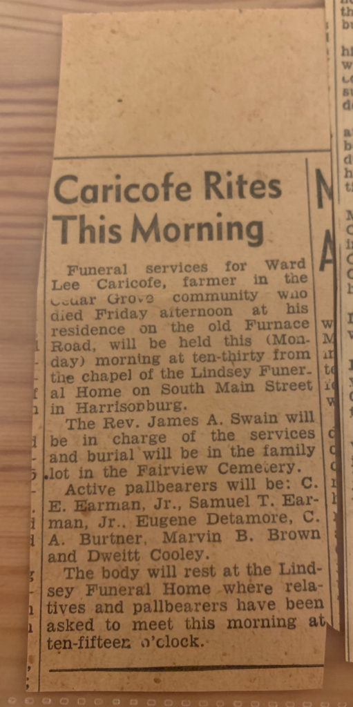 Ward Lee Caricofe Obituary (2)