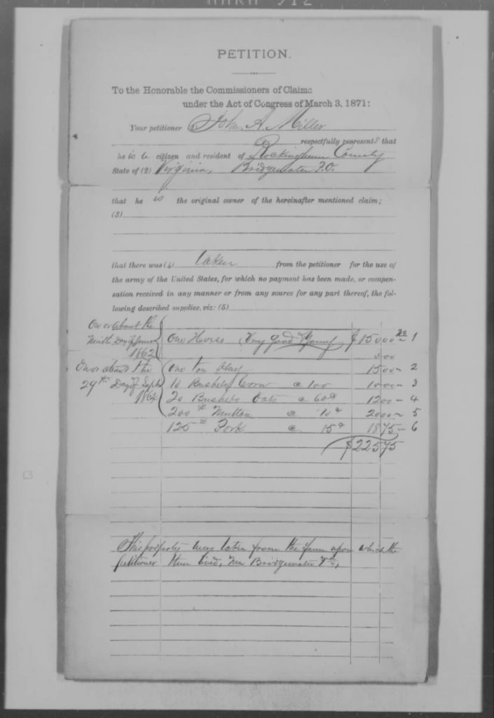 Main Petition Form to the Southern Claims Commission