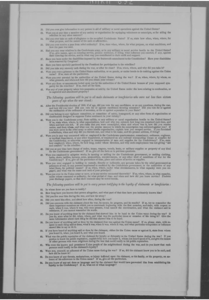 John A. Miller Claim, Pages 3-5 (List of Standing Interrogatories), 6/22/1875