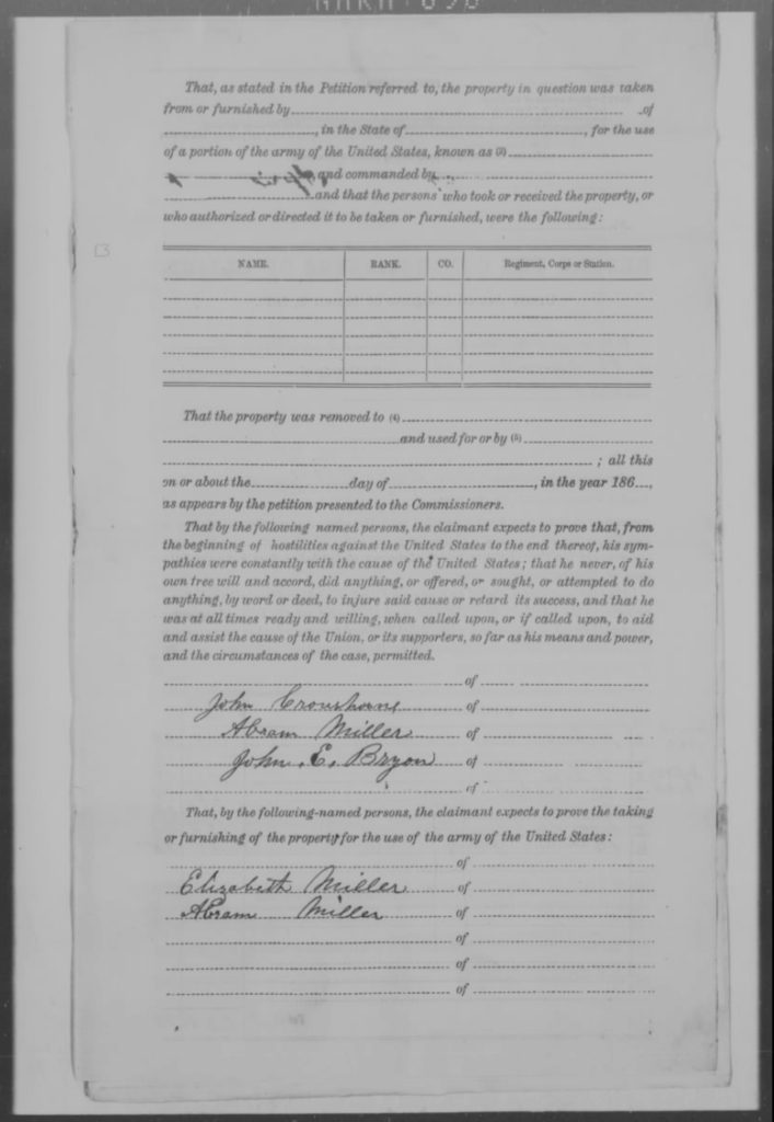 Application To Have Testimony Taken by Spc. Comm. (Directions P. 2), 5/29/1875